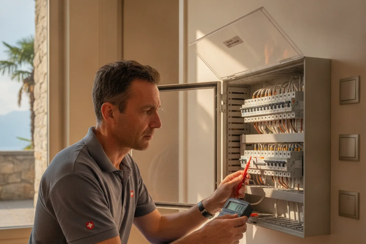 Électricien intervenant en urgence sur un tableau électrique à Vevey
